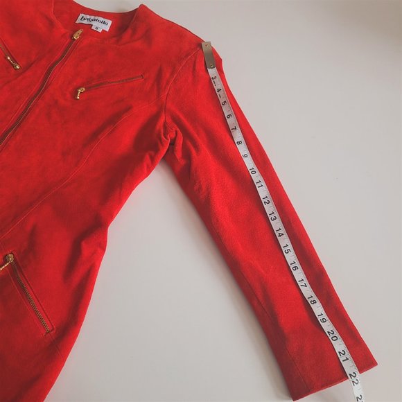 Vintage Bagatelle suede red dress with gold zippers. - Picture 13 of 15